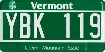 VT license plate YBK119
