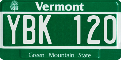 VT license plate YBK120