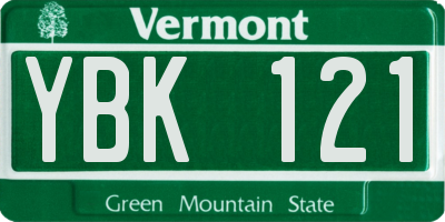 VT license plate YBK121