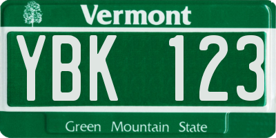 VT license plate YBK123