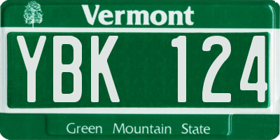 VT license plate YBK124