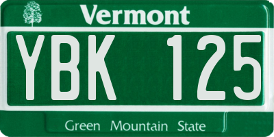 VT license plate YBK125