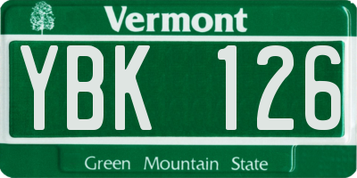 VT license plate YBK126