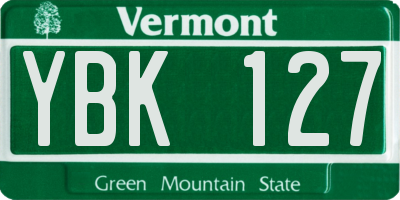 VT license plate YBK127