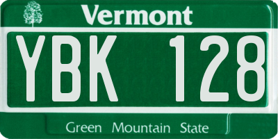 VT license plate YBK128