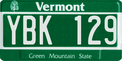 VT license plate YBK129