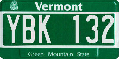 VT license plate YBK132