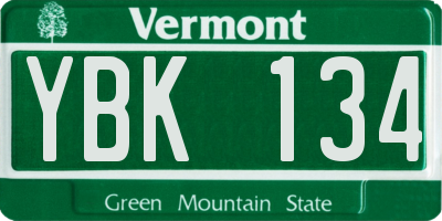 VT license plate YBK134