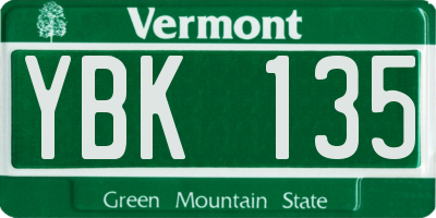 VT license plate YBK135