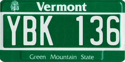 VT license plate YBK136