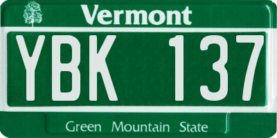 VT license plate YBK137