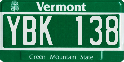 VT license plate YBK138
