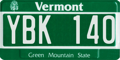VT license plate YBK140