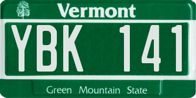 VT license plate YBK141