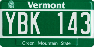 VT license plate YBK143