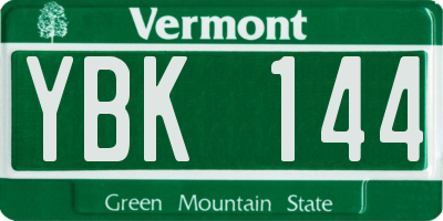 VT license plate YBK144