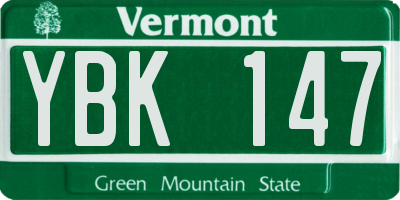 VT license plate YBK147
