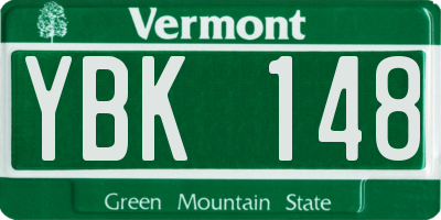 VT license plate YBK148