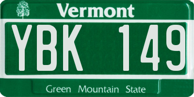 VT license plate YBK149