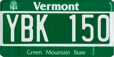 VT license plate YBK150