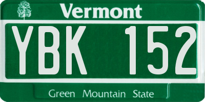 VT license plate YBK152