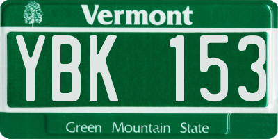 VT license plate YBK153