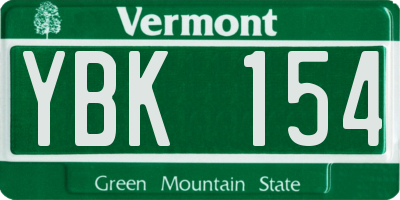 VT license plate YBK154