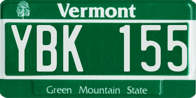 VT license plate YBK155