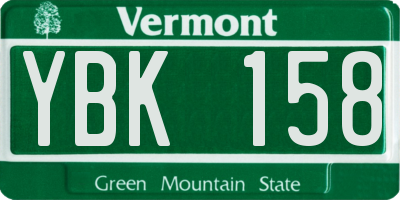 VT license plate YBK158