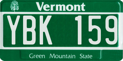 VT license plate YBK159
