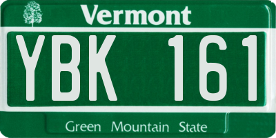 VT license plate YBK161