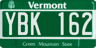 VT license plate YBK162