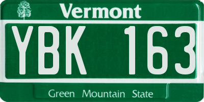 VT license plate YBK163