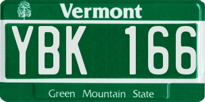 VT license plate YBK166