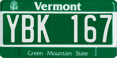 VT license plate YBK167