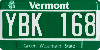 VT license plate YBK168