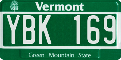 VT license plate YBK169
