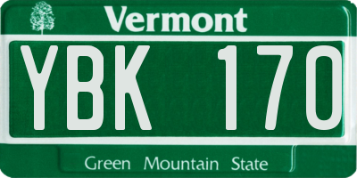 VT license plate YBK170