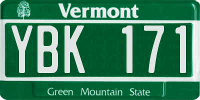 VT license plate YBK171