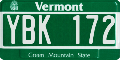 VT license plate YBK172