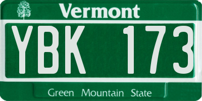 VT license plate YBK173