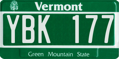 VT license plate YBK177