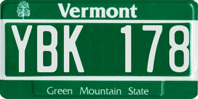VT license plate YBK178