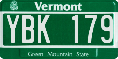 VT license plate YBK179