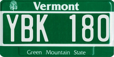 VT license plate YBK180