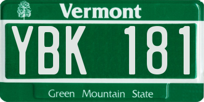VT license plate YBK181