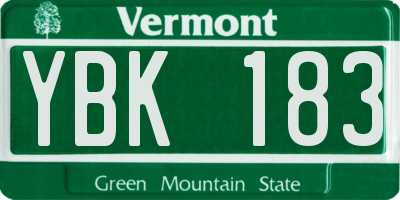 VT license plate YBK183