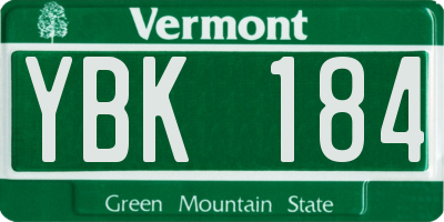 VT license plate YBK184