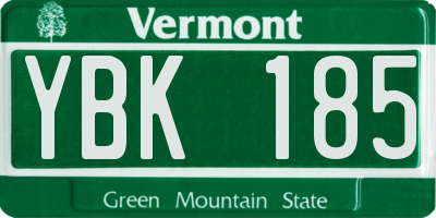 VT license plate YBK185