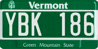 VT license plate YBK186